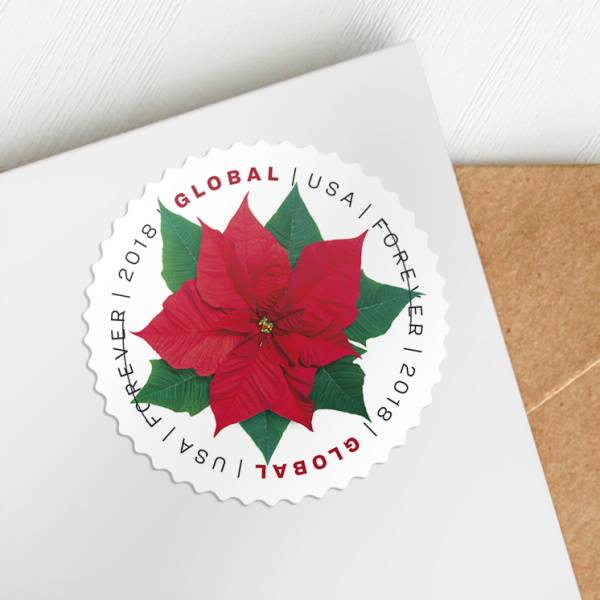 Global Forever Stamps 2018 Poinsettia-Holiday Celebration, International Rate
