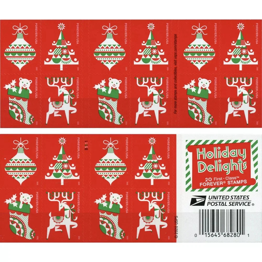 Forever Stamps 2020 Holiday Delights-Seasonal Celebration, First-Class Postage
