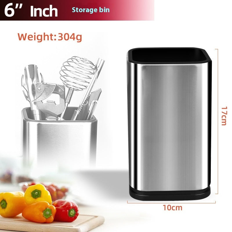 Large Capacity Kitchen Tool Holder & Knife Storage Rack with Drain Tray – Multifunctional Utensil Organizer, Rust