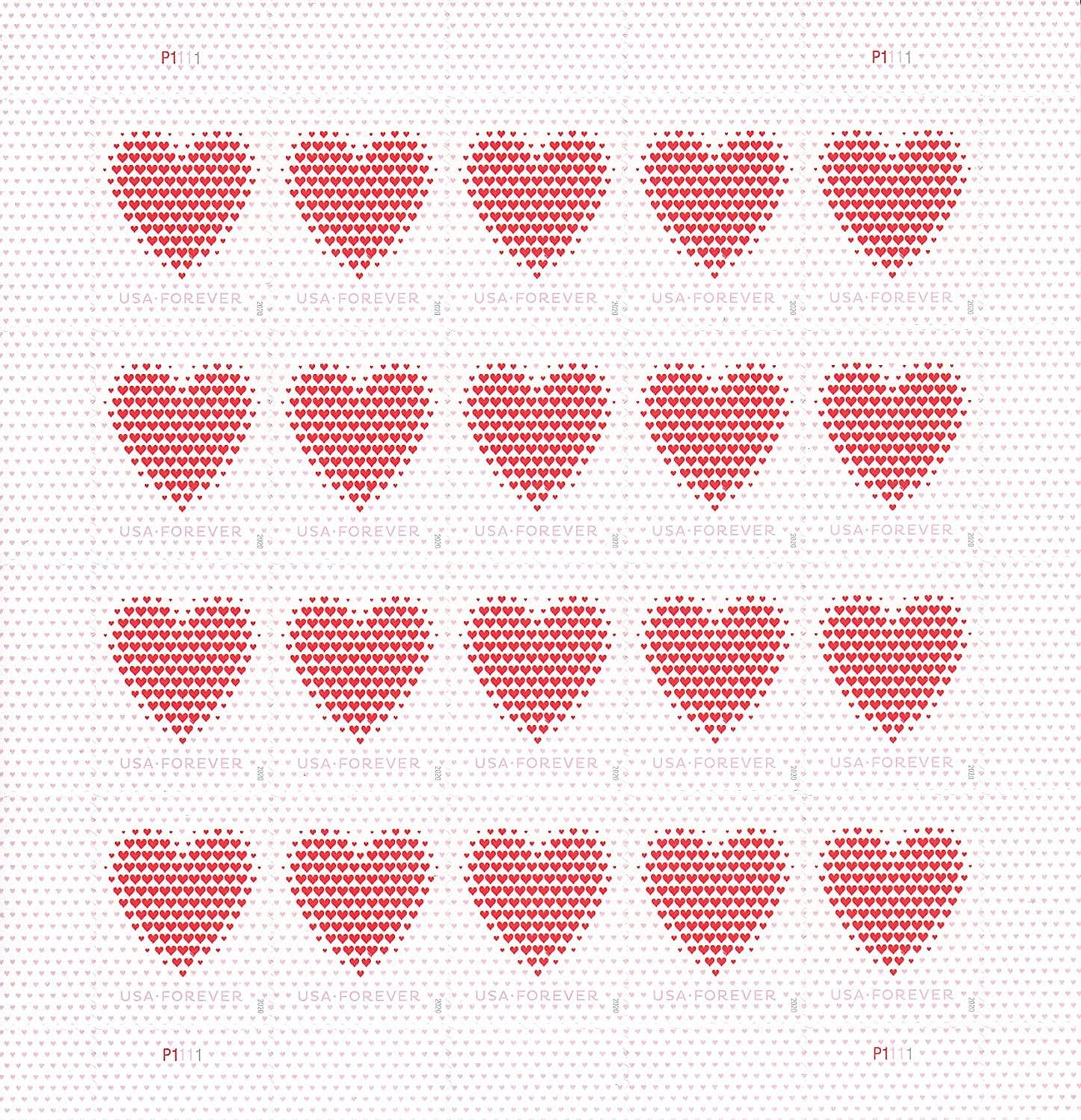 Forever Stamps 2020 Made of Hearts-Love Message, First-Class Postage