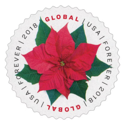 Global Forever Stamps 2018 Poinsettia-Holiday Celebration, International Rate
