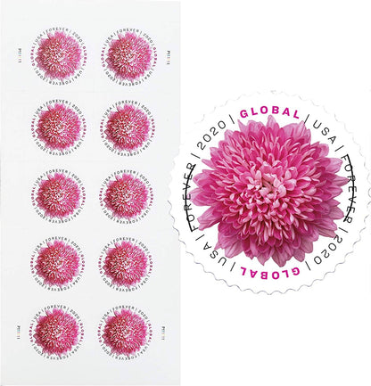 Global Forever Stamps 2020 Chrysanthemum-Floral Collection, International Rate
