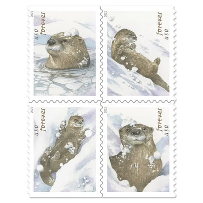 Forever Stamps 2021 Otters in Snow-Nature, First-Class Postage