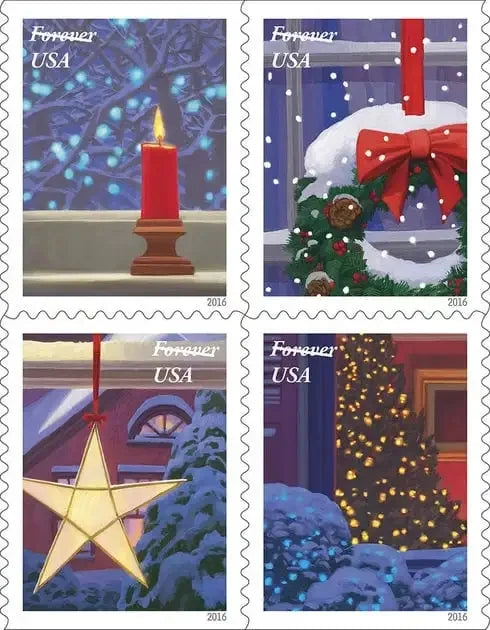 Forever Stamps 2016 Holiday Windows-Festive Season, First-Class Postage