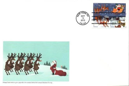 Forever Stamps 2021 Santa and Sleigh-Holiday Celebration, First-Class Postage