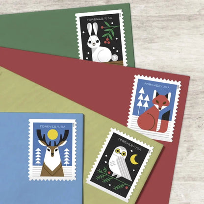 Forever Stamps 2023 Winter Woodland Animals-Nature Series, First-Class Postage