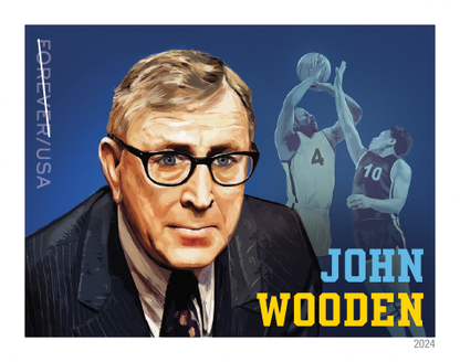 Forever Stamps 2024 John Wooden-Basketball Coach, Commemorative Issue, First-Class Postage